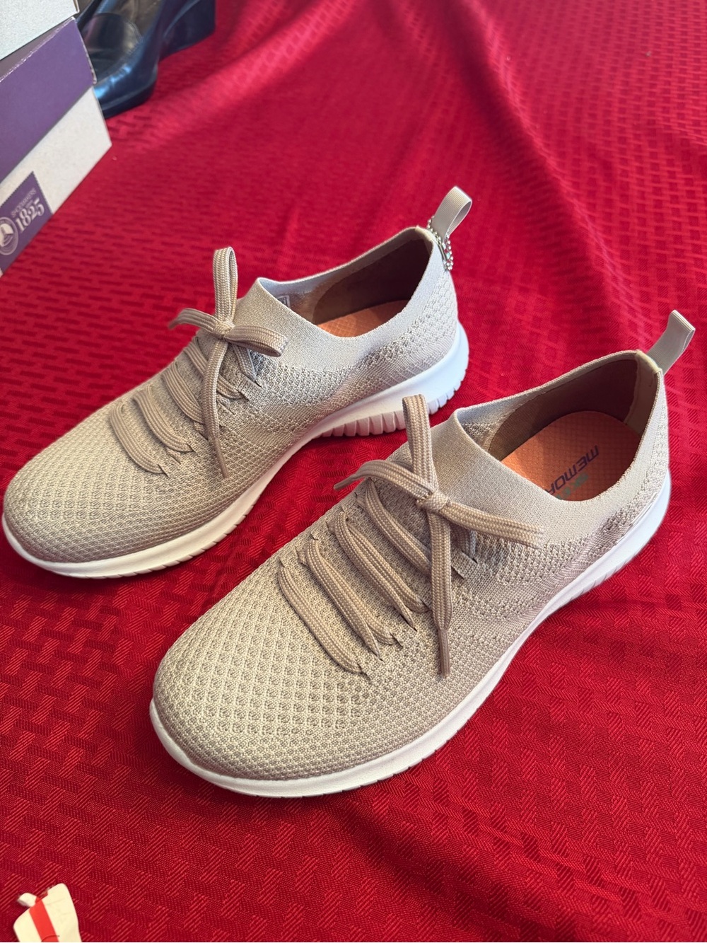 Skechers Women's Neutral Knit Lace-Up Sneakers - Light Beige - Picture 2 of 4